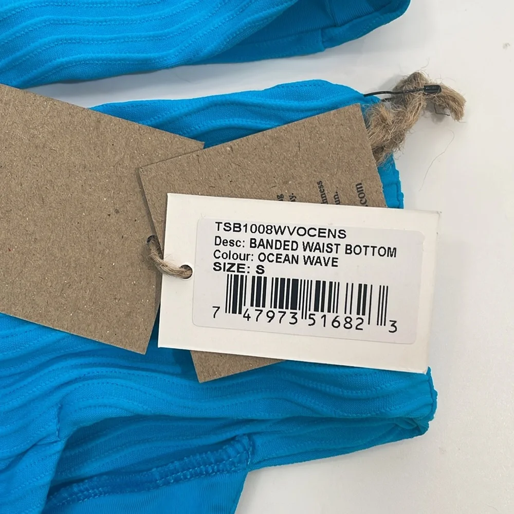 NWT Toast Swim Bikini Size S Ocean Wave Scoop Top Banded Waist Bottom